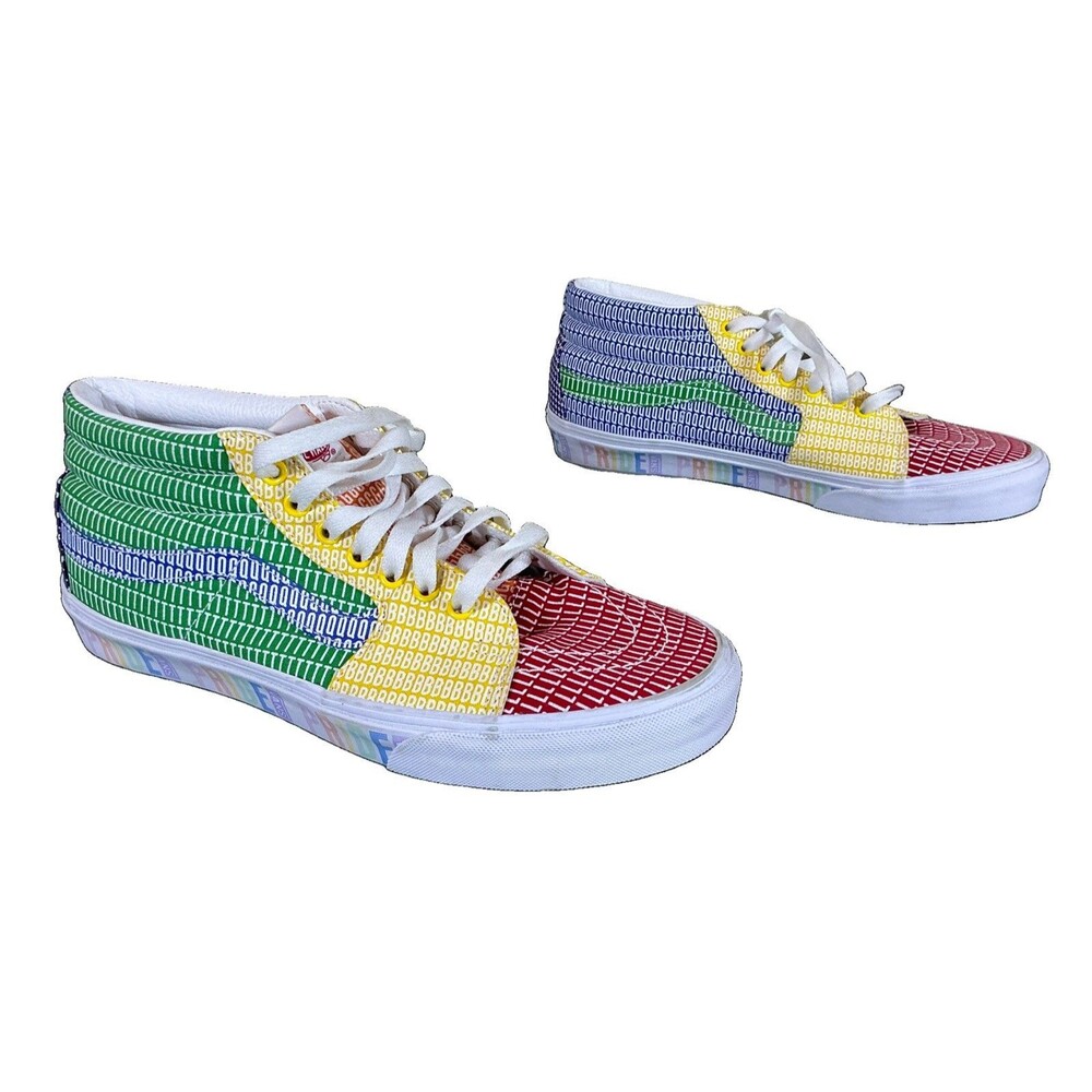 VANS Men’s 11 Classic Sk8-Mid PRIDE LGBTQ+ Gay Rainbow Skate Colorblock Sneaker